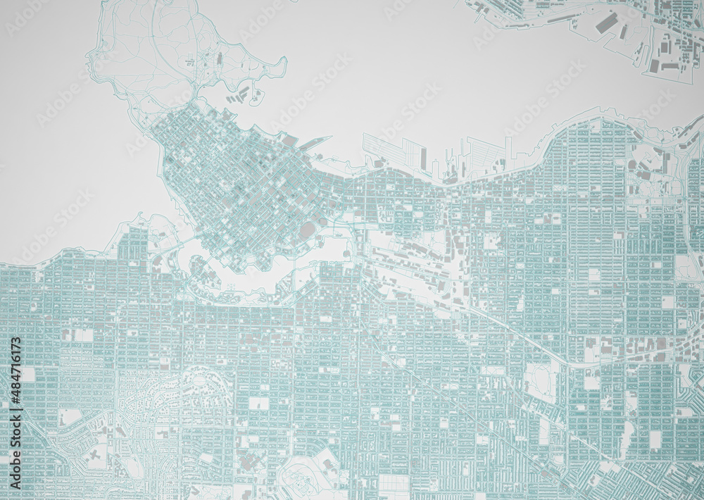 Naklejka premium simplified map of the city of vancouver aerial view
