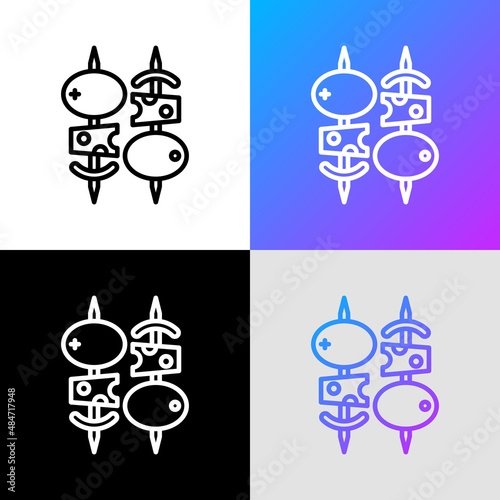 Starters, appetizers thin line icon. Canapes: cheese with olives. Modern vector illustration for restaurant menu.