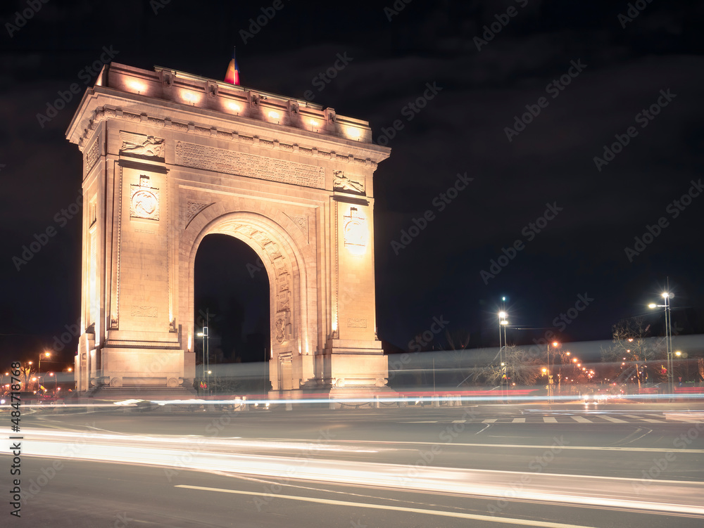 The Arch of Triumph (Arcul de Triumf) in Bucharest is closely modelled after the Arc de Triomphe from Paris. located in the Northern part of Bucharest. The Arch of Triumph (Arcul de Triumf) in Bucharest is closely modelled after the Arc de Triomphe from Paris. located in the Northern part of Bucharest.