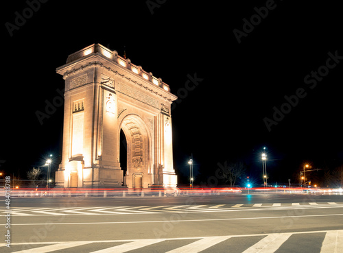 The Arch of Triumph (Arcul de Triumf) in Bucharest is closely modelled after the Arc de Triomphe from Paris. located in the Northern part of Bucharest.