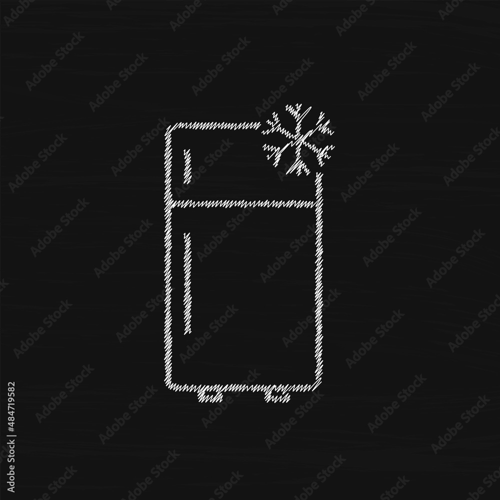 Fridge white sketch vector icon. Vector sign for mobile app and web sites Fridge white sketch vector icon. Vector sign for mobile app and web sites