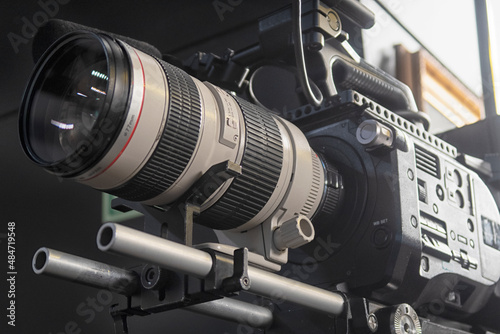 Professional digital video camera cinematography in the pavilion.