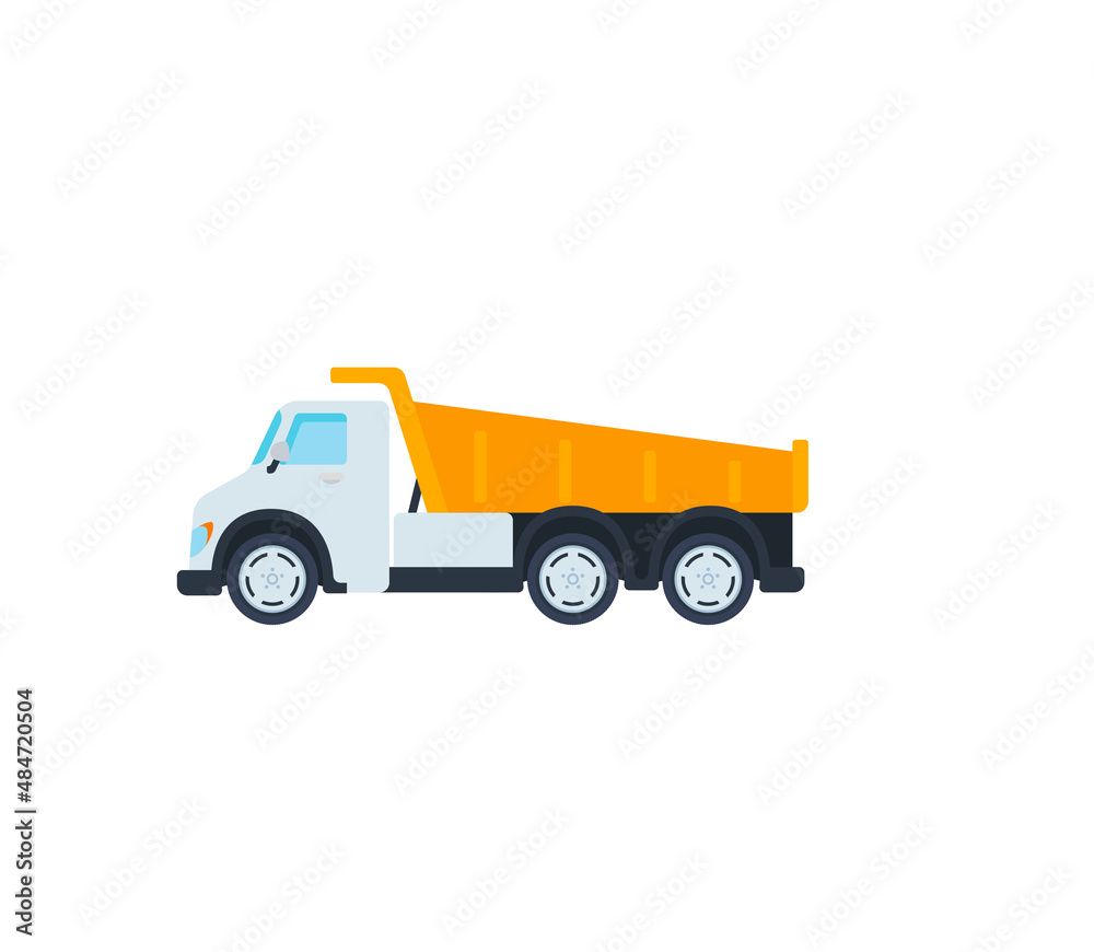 Construction truck vector isolated icon. Emoji illustration. Industrial truck vector emoticon