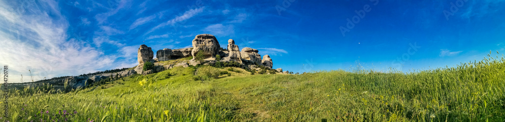 Picturesque view of the Bakhchisarai sphinxes. Bakhchisarai. Crimea. Russia. The Crimean Peninsula.