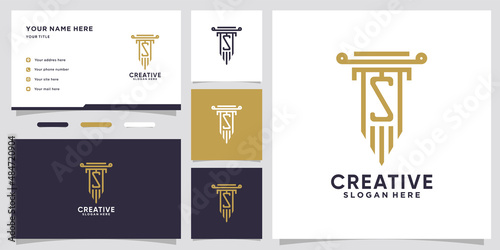 pillar and latter S logo design with creative concept
