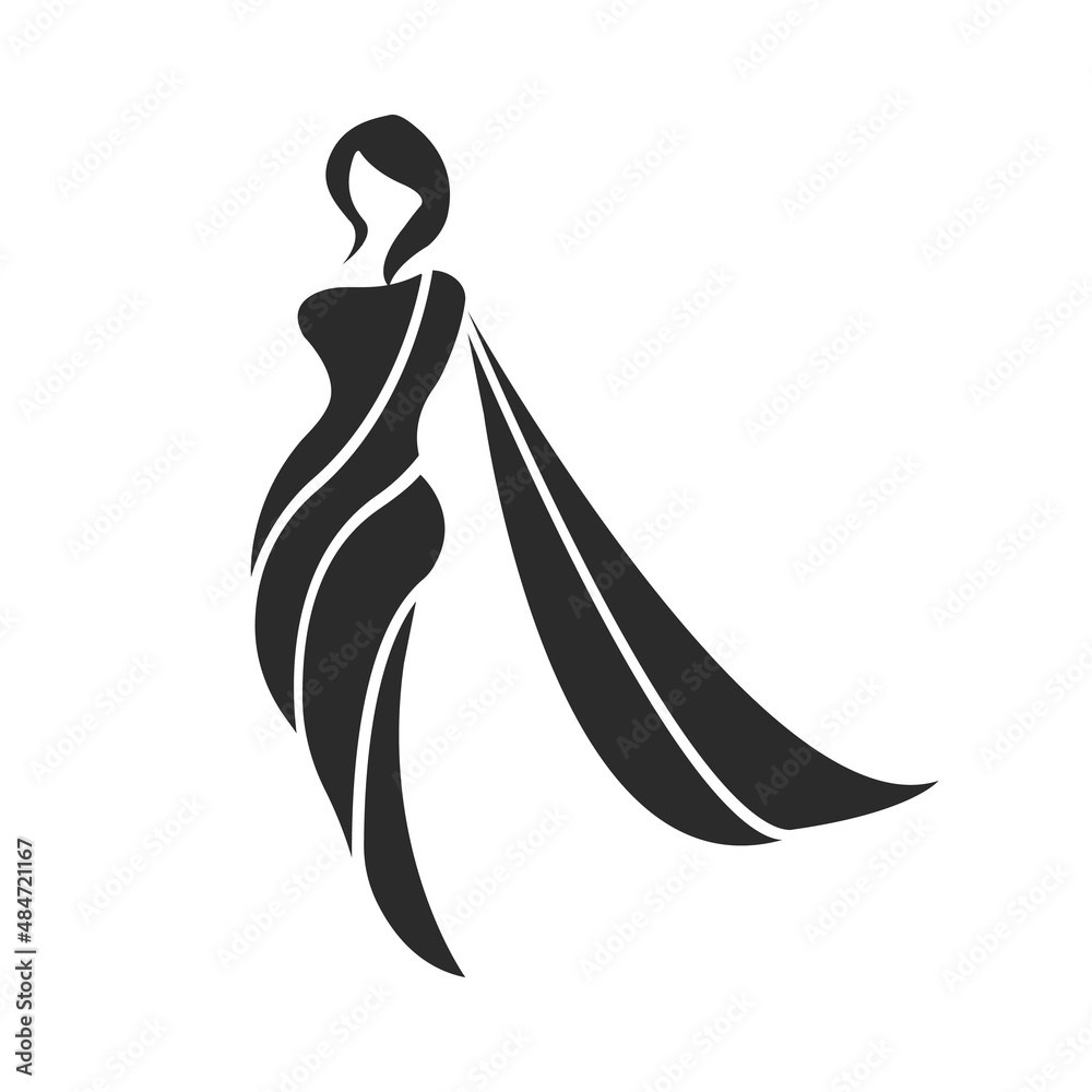 Saree logo design with women figure silhouette template. Stock Vector ...