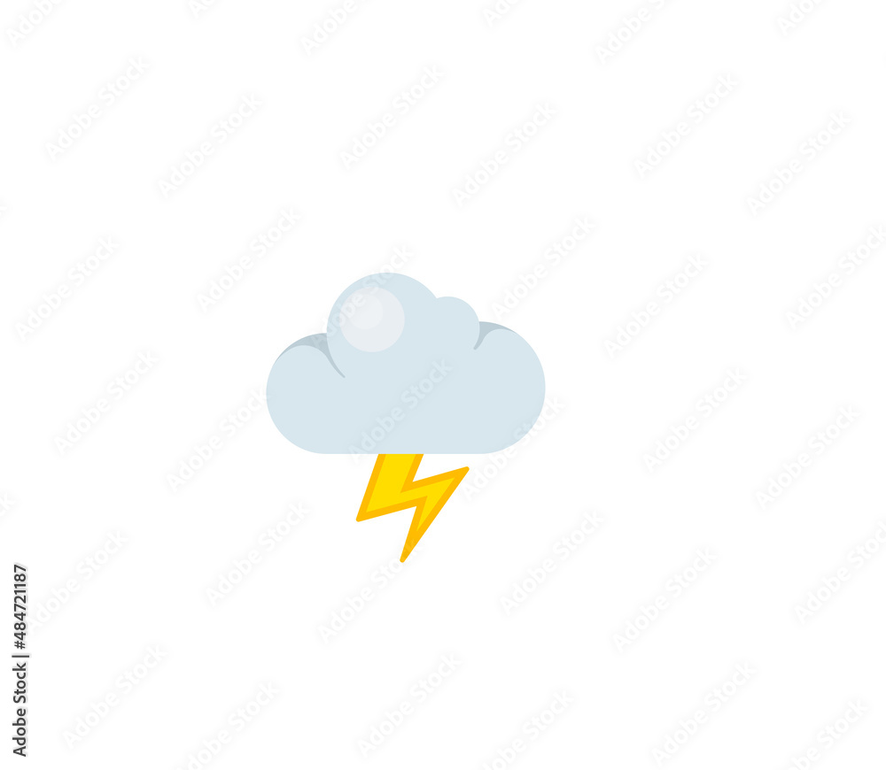 Storm cloud vector isolated icon. Emoji illustration. Cloud with lightning vector emoticon Storm cloud vector isolated icon. Emoji illustration. Cloud with lightning vector emoticon