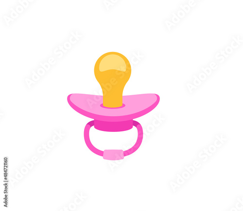 Baby girl pacifier vector isolated icon. newborn dummy emoji illustration. Pacifier vector isolated emoticon