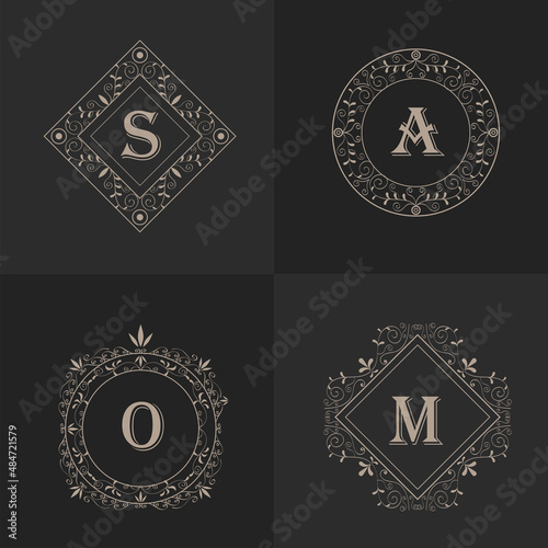 four vintage monograms icons