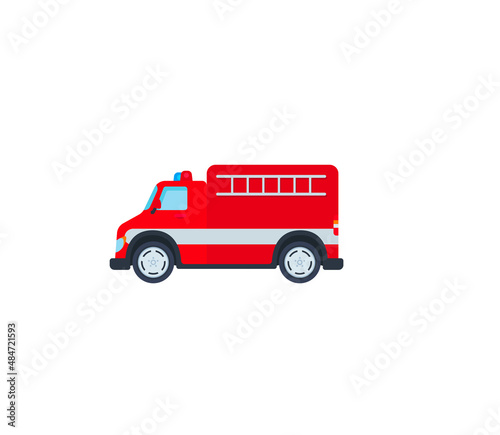 Fire engine vector isolated icon. Emoji illustration. Firetruck vector emoticon