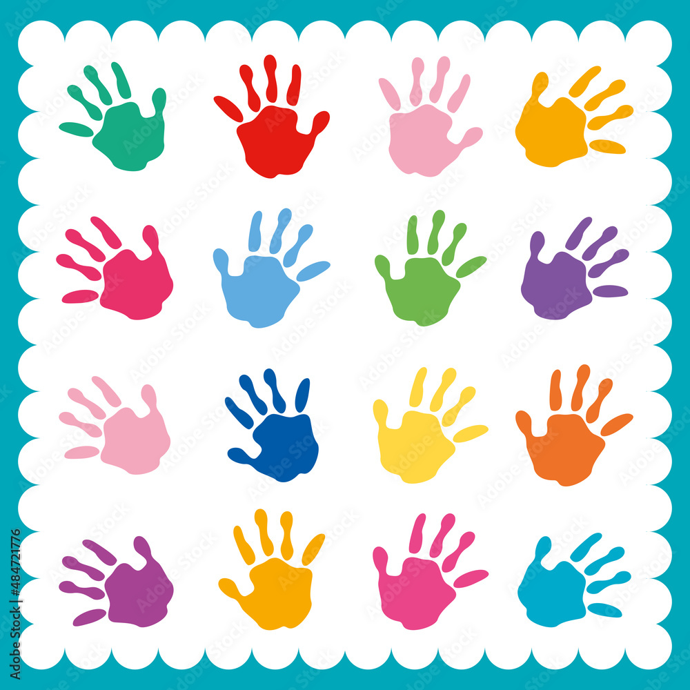 Colorful Painted Hands Of Little Children Colorful Painted Hands Of Little Children