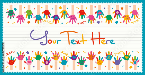 Colorful Painted Hands Of Little Children