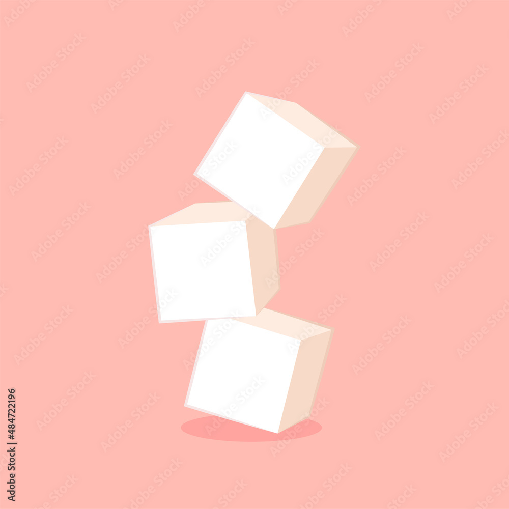 Fototapeta premium Marshmallow cartoon vector. free space for text. Marshmallow stack.