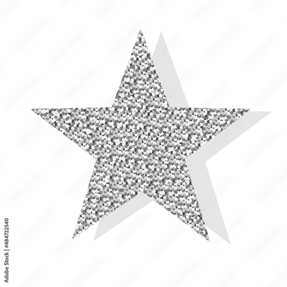 Silver glitter star isolated on a white background