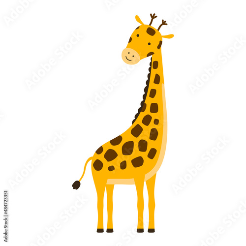 Cute cartoon trendy design giraffe. African animal wildlife vector illustration icon.