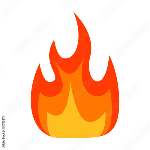 Fire flame icon. Bonfire color symbol. Vector isolated on white background.