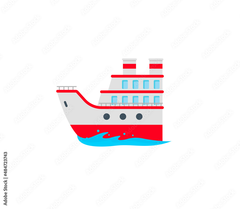 Ship vector isolated icon. Emoji illustration. Passenger Ship vector emoticon Ship vector isolated icon. Emoji illustration. Passenger Ship vector emoticon