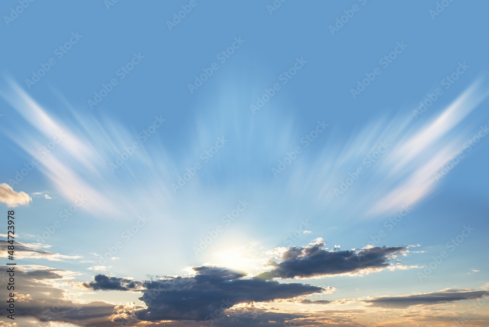 beautiful blue sky. morning and clouds