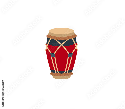 Long Drum vector isolated icon. African drum emoji illustration. Long Drum vector isolated emoticon