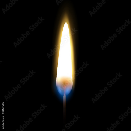 burning match on black background