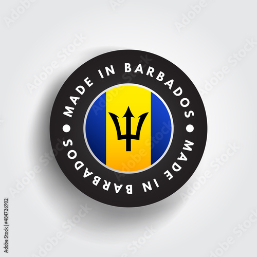 Made in Barbados text emblem badge, concept background photo