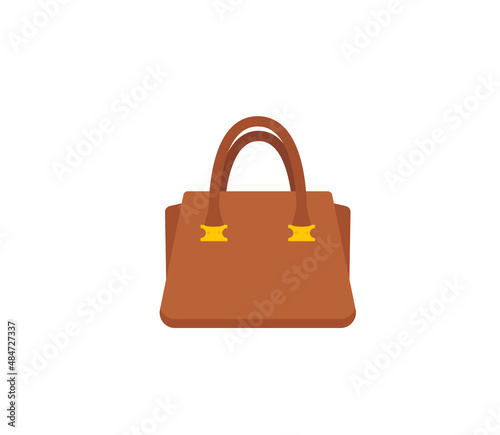 Woman leather hand bag vector isolated icon. Emoji illustration. Woman bag vector emoticon