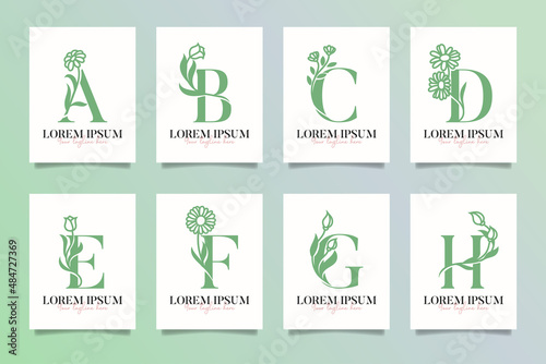 Feminim Beauty Monogram logo Letter A, B, C, D, E, F, G and H