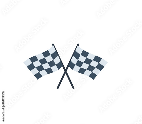 Crossed Chequered Flag vector isolated icon. Emoji illustration. Crossed race flag vector emoticon
