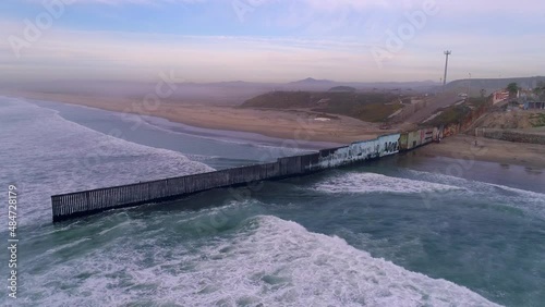 Tijuana Aerial Drone Shot Sea Border photo