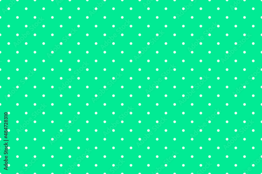 Seamless polkadot pattern with circles on green background. Vector