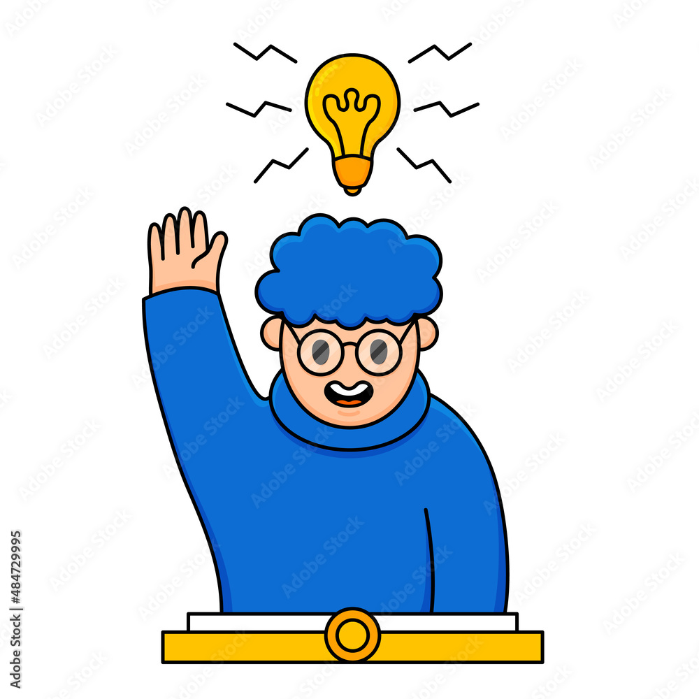 Lucky guy came up with an idea, with a burning light bulb over his head. In  cartoon style, the concept of education, study of knowledge, a good idea  Stock Vector | Adobe
