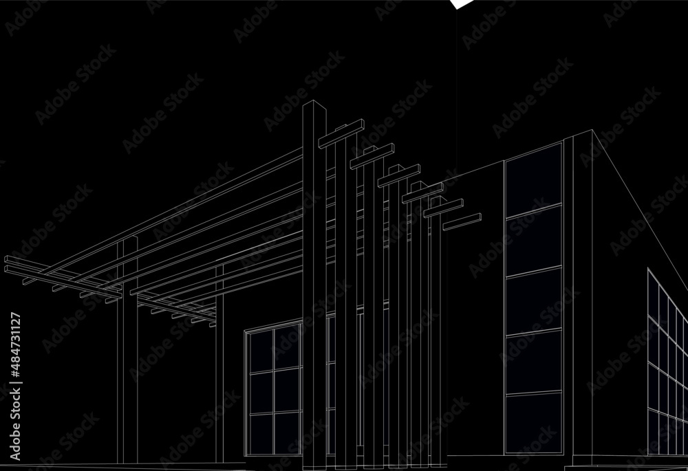 Modern house architecture vector 3d illustration Modern house architecture vector 3d illustration
