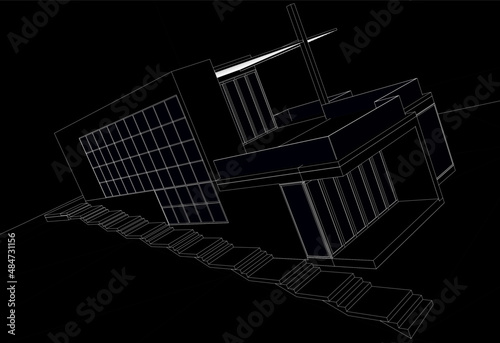 Modern house architecture vector 3d illustration 