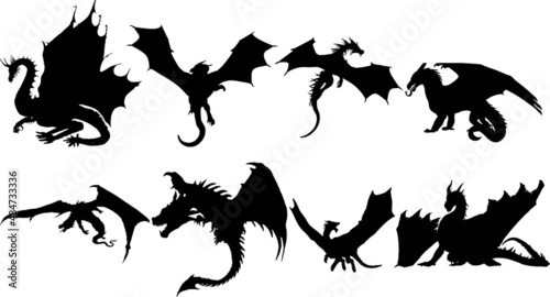 dragon EPS, dragon Silhouette, dragon Vector, dragon Cut File, dragon Vector photo