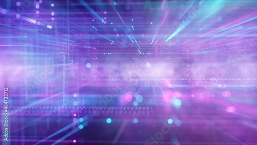 Wallpaper Mural Artistic colorful hologram digital technology network lines dots motion animation background. Torontodigital.ca