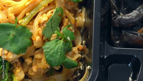 A set of Korean food in a container. Korean cuisine. Asian Lunches