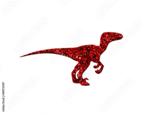 Dinosaur T rex Dino Red Glitter Icon Logo Symbol illustration