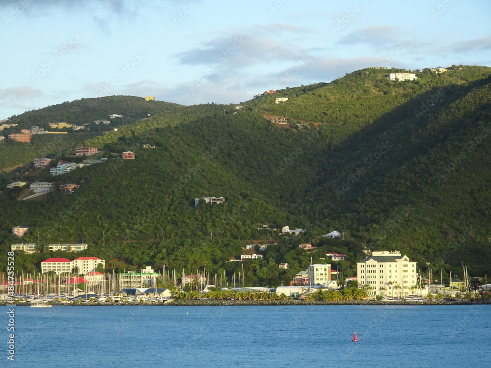 Tortola coastline with ocean and blue sky