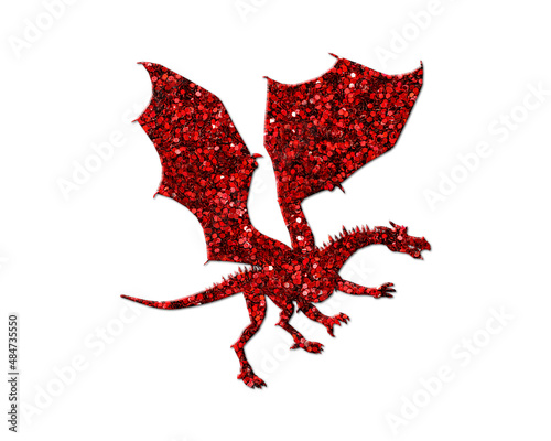 Dragon Animal Red Glitter Icon Logo Symbol illustration