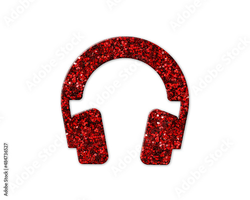 Headset Headphone Musician Red Glitter Icon Logo Symbol illustration