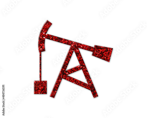 Fototapeta Naklejka Na Ścianę i Meble -  Oilfield, Frac Oil Drilling Red Glitter Icon Logo Symbol illustration