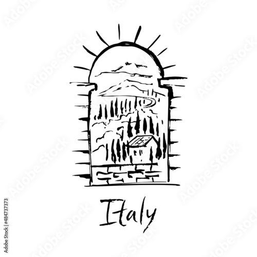 View of the Italian landscape from the window
