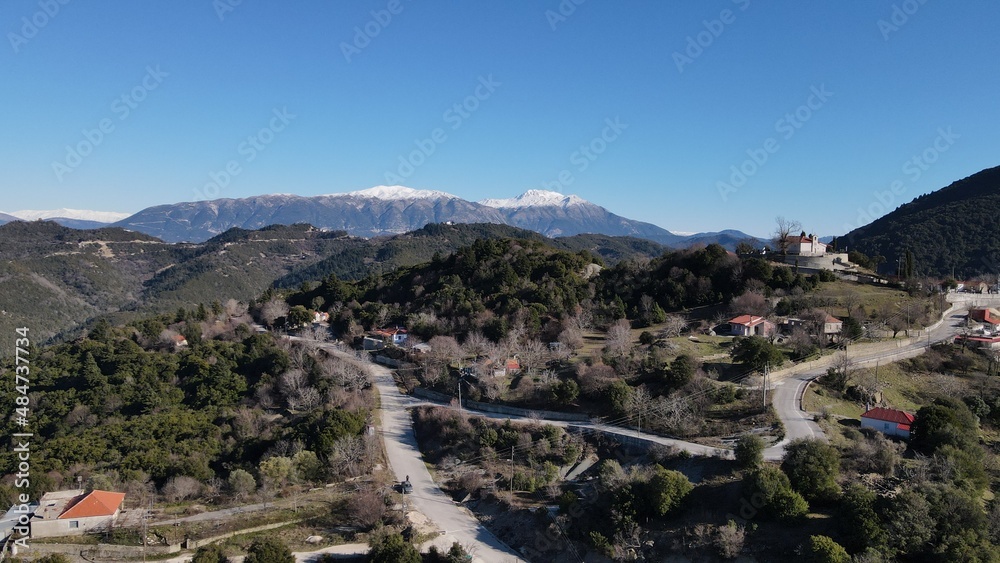 Aerial View Of Petousi Greek Traditional Village Close To Ioannina City And Paramythia Town In Epirus, Greece,