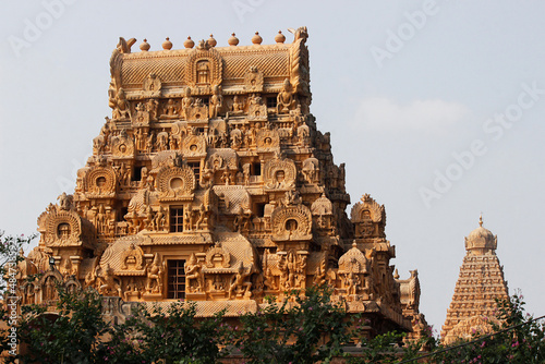 Entrance temple tower of Brihadisvara Temple, big temple , Thanjavur , India 