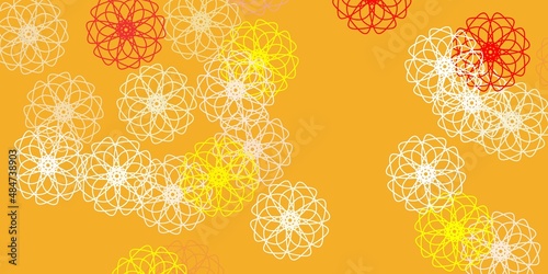 Light red, yellow vector natural artwork with flowers.