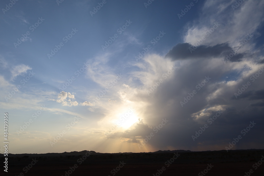 Beautiful sky evening beauty and Clouds at sunset , Panoramic scene view . Natural background