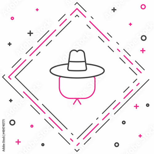 Line Camping hat icon isolated on white background. Beach hat panama. Explorer travelers hat for hunting, hiking, tourism. Colorful outline concept. Vector