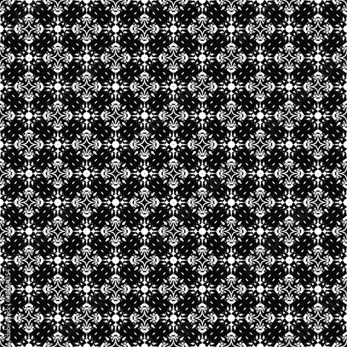 Black and white seamless pattern texture. Greyscale ornamental graphic design. Mosaic ornaments. Pattern template. Vector illustration. EPS10.