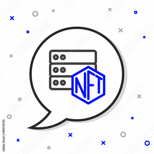 Line NFT blockchain technology icon isolated on white background. Non fungible token. Digital crypto art concept. Colorful outline concept. Vector