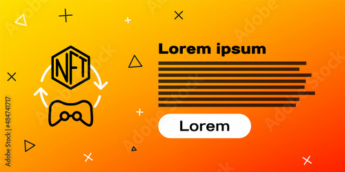 Line NFT Digital crypto art icon isolated on yellow background. Non fungible token. Colorful outline concept. Vector